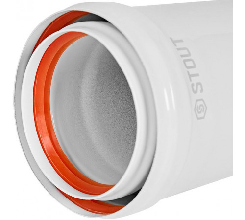 STOUT SCR-0080-810500 STOUT Удлинитель дымохода утепленный традиц. D80(п-м), L500 (воздуховод до 105 градусов)