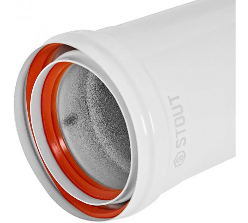 STOUT SCR-0080-822000 STOUT Удлинитель дымохода утепленный традиц. D80(п-м), L2000 (газоход до 185 градусов)