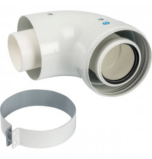 *SCA-8610-230090 STOUT Элемент дымохода конденсац. адаптер 90° DN60/100 м/п PP-FE c хомутом (совместим. с Vaillant, Ariston)