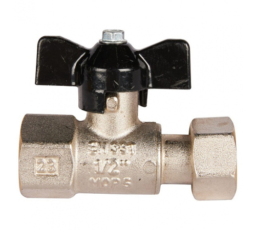 Кран шаровой STOUT с накидной гайкой ВР/накидная гайка, ручка бабочка 1/2x1/2