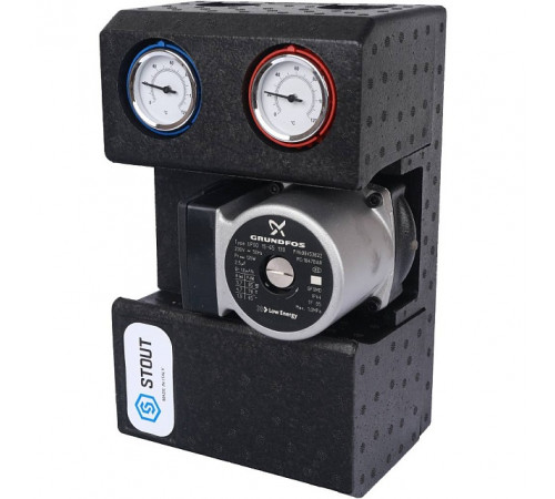 STOUT SDG-0002 Насосная группа с термостатическим смесительным клапаном 3/4"с насосом Grundfos UPSO 15-65 130