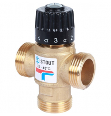 Термостатический смесительный клапан для систем отопления и ГВС STOUT G 1” M, 20-43°С KV 1,6 м3/ч