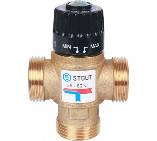 Термостатический смесительный клапан для систем отопления и ГВС STOUT 1 НР 35-60C Kvs 2,5