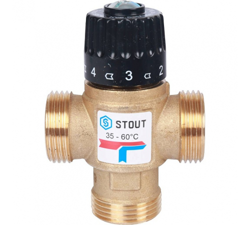 Термостатический смесительный клапан для систем отопления и ГВС STOUT 1 НР 35-60C Kvs 2,5