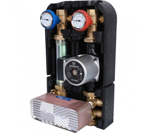 Насосная группа STOUT SDG-0038 с теплообменником 34 пластины,с насосом Grundfos UPSO 25-65 в теплоизоляции