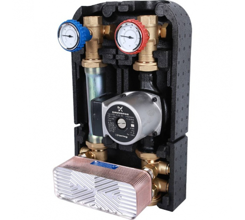 Насосная группа STOUT SDG-0038 с теплообменником 28 пластин,с насосом Grundfos UPSO 25-65 в теплоизоляции