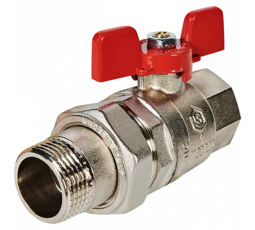 Кран шаровой полнопроходной с американкой STOUT ВР/НР ручка бабочка 1 (EPDM)