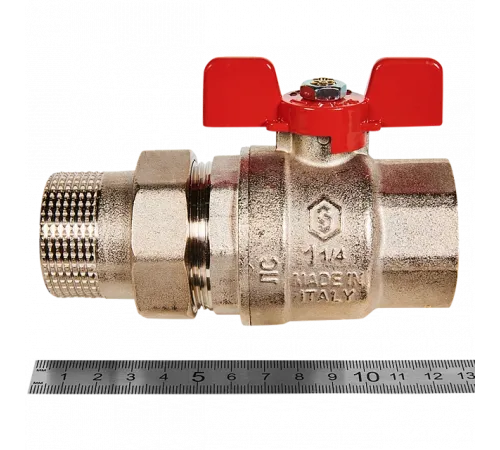 Кран шаровой полнопроходной с американкой STOUT ВР/НР ручка бабочка 1 1/4 (EPDM)