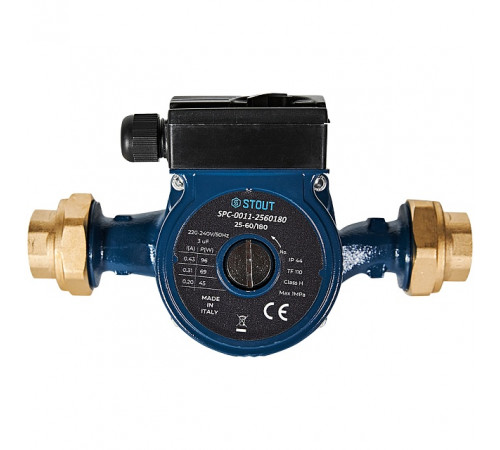 Циркуляционный насос STOUT 25-60/180 220/240V 50Hz с латунными гайками G 1 1/2 x Rp 1