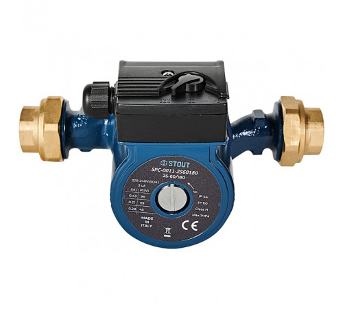 Циркуляционный насос STOUT 25-60/180 220/240V 50Hz с латунными гайками G 1 1/2 x Rp 1