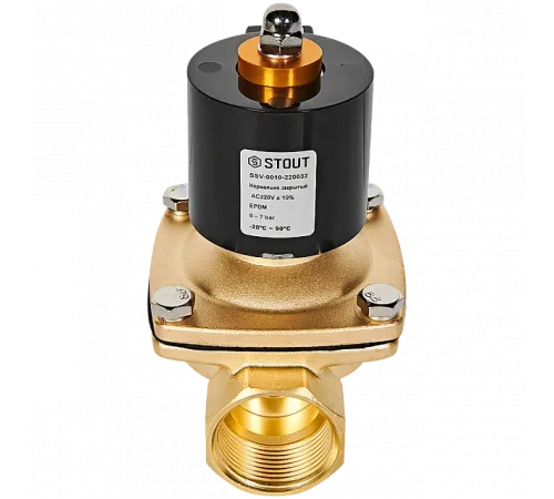 Клапан соленоидный (электромагнитный) STOUT прямого действия НЗ 220В G1 1/4