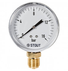 Манометр радиальный STOUT корпус Dn 80 мм 1/2 , 0...16 бар, кл.2.5
