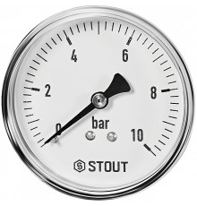 Манометр аксиальный STOUT корпус Dn 63 мм 1/4 , 0...10 бар, кл.2.5