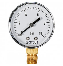 Манометр радиальный STOUT корпус Dn 50 мм 1/4 , 0...10 бар, кл.2.5