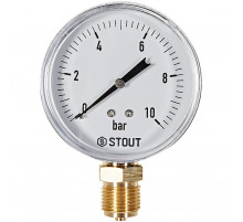 Манометр радиальный STOUT корпус Dn 80 мм 1/2 , 0...10 бар, кл.2.5