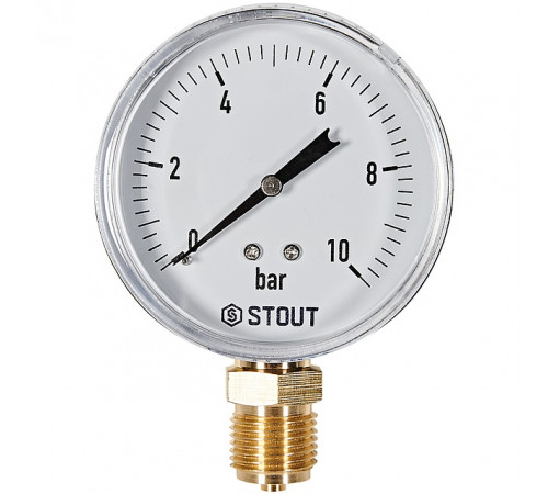 Манометр радиальный STOUT корпус Dn 80 мм 1/2 , 0...10 бар, кл.2.5