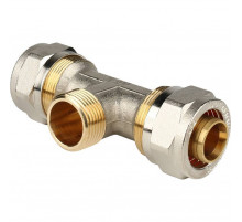 *SFS-0011-003426 STOUT Тройник-переходник с наружной резьбой 3/4 х26 для металлопластиковых труб винтовой