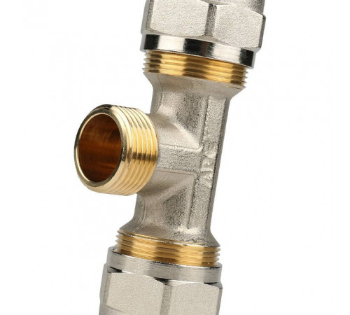 *SFS-0011-003426 STOUT Тройник-переходник с наружной резьбой 3/4 х26 для металлопластиковых труб винтовой
