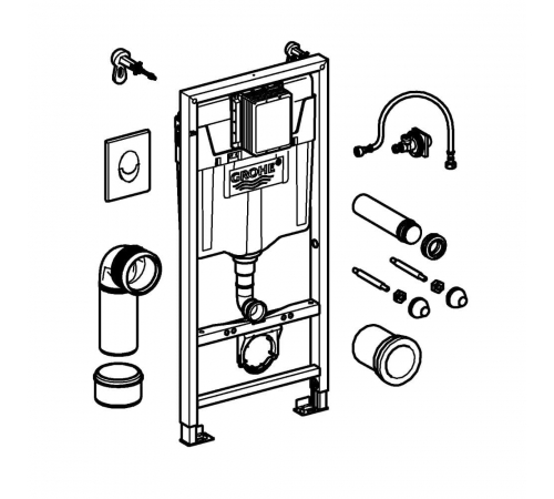 Инсталляция для унитаза GROHE Rapid SL 38721001, 3 в 1 с панелью смыва