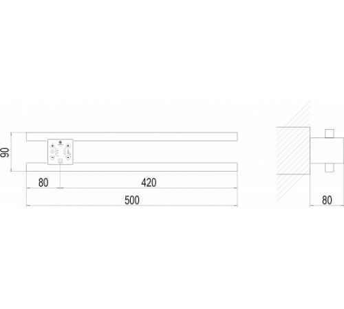Полотенцесушитель с/т TERMINUS Электро Полка П2 ПРОФИЛЬ 500х90 NEW
