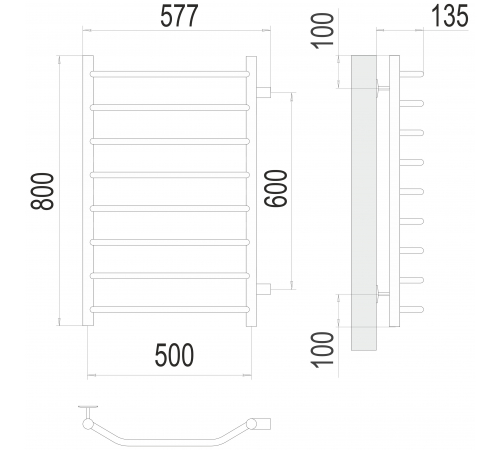 Полотенцесушитель TERMINUS Эконом Виктория П8 500х800 бп600 NEW*