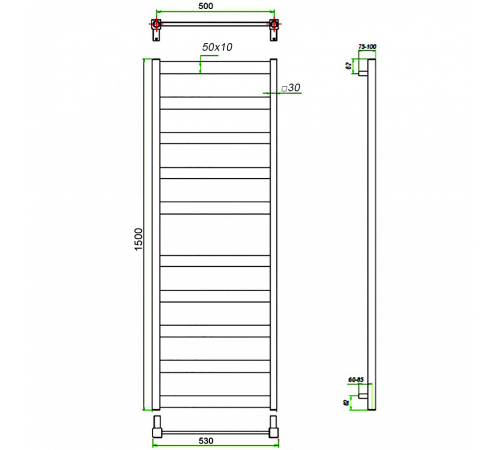 Полотенцесушитель ГРОТА BREZZA 53/150