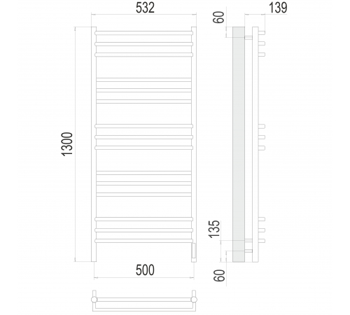 Полотенцесушитель с/т TERMINUS Электро Прато П15 500х1300 (sensor quick touch) NEW